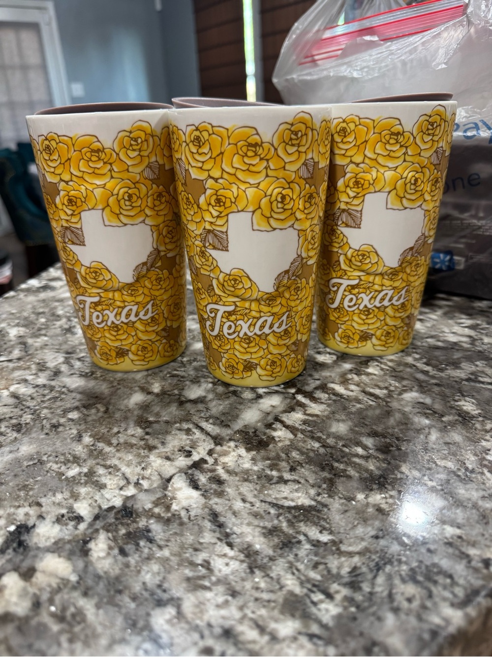 Starbucks Yellow Rose Texas Ceramic Tumblers - Set of 3